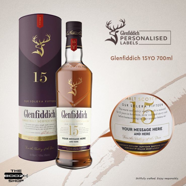 Glenfiddich 15 Year Old 700ml w/ Personalized Label