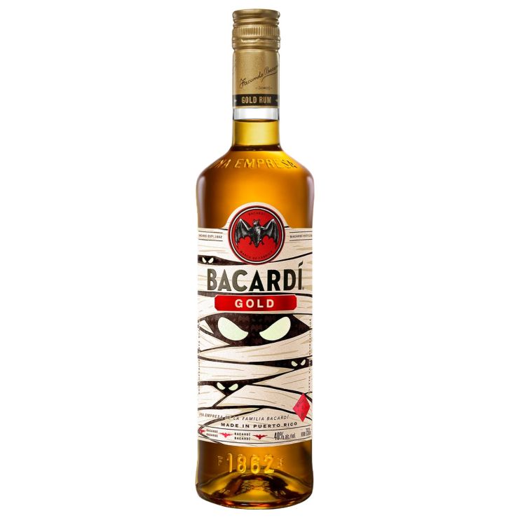 Bacardi Gold Rum Limited Edition Halloween Glow-In-The-Dark Bottle 750ml