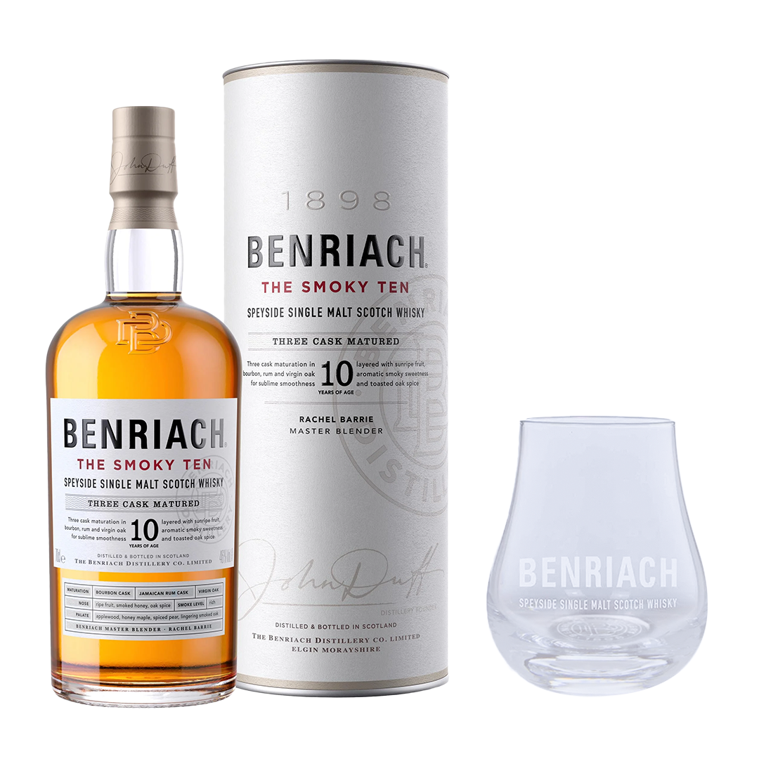 Benriach 10YO The Smoky Ten Whiskey 700ml with FREE 1x Benriach Spey Glass
