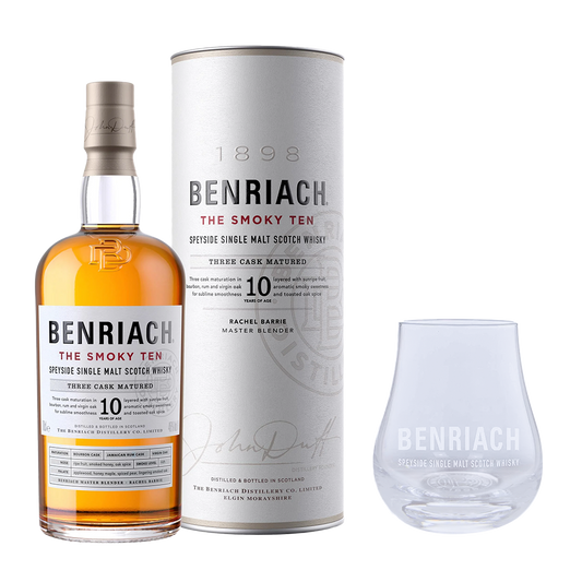 Benriach 10YO The Smoky Ten Whiskey 700ml with FREE 1x Benriach Spey Glass