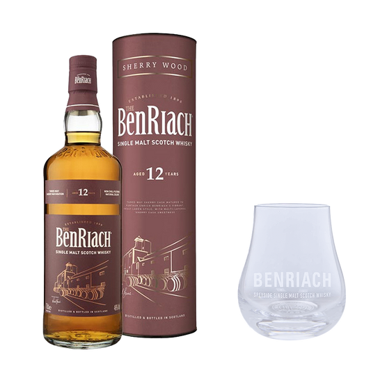 Benriach 12YO Sherrywood Cask Whiskey 700ml with FREE 1x Benriach Spey Glass