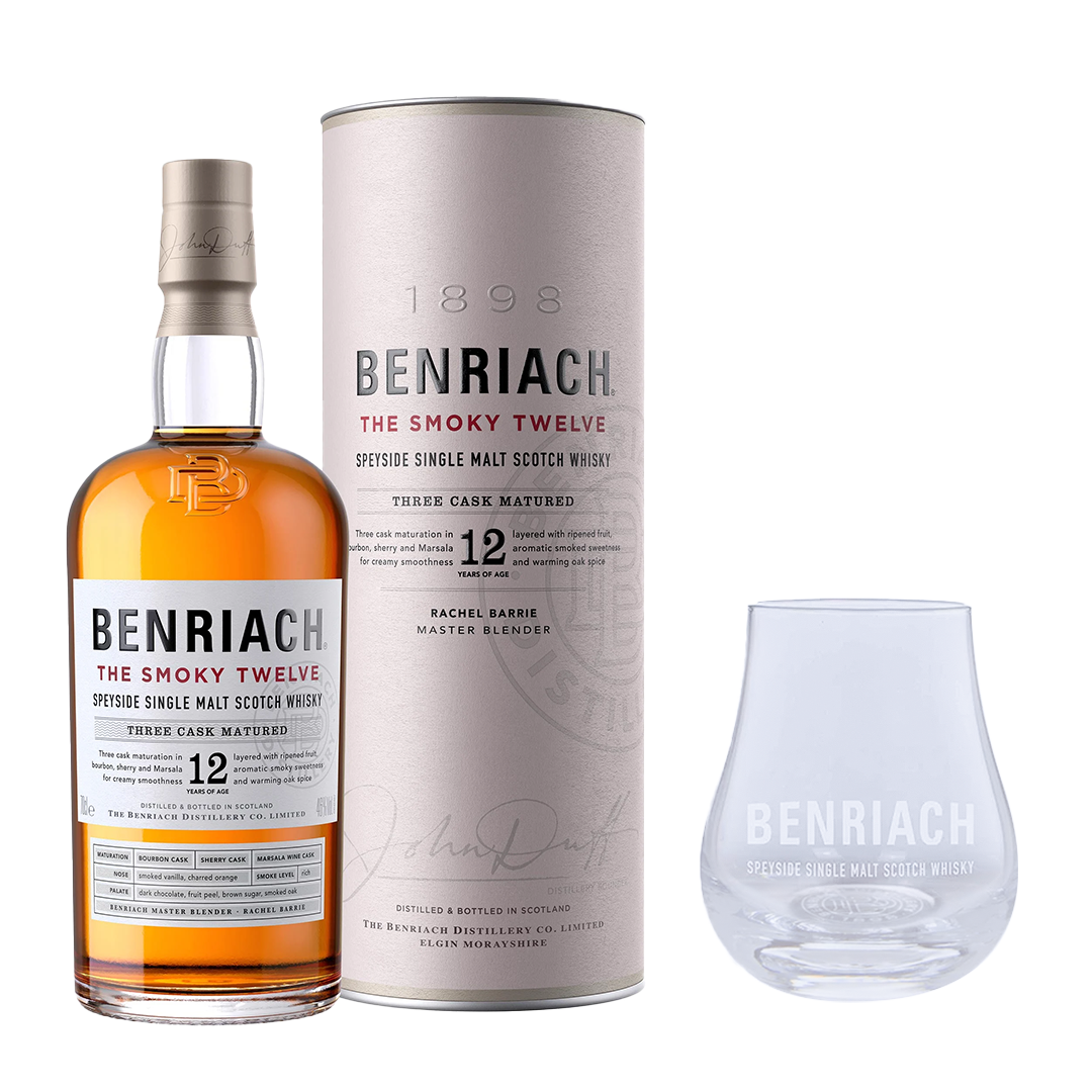Benriach 12YO The Smoky Twelve Whiskey 700ml with FREE 1x Benriach Spey Glass