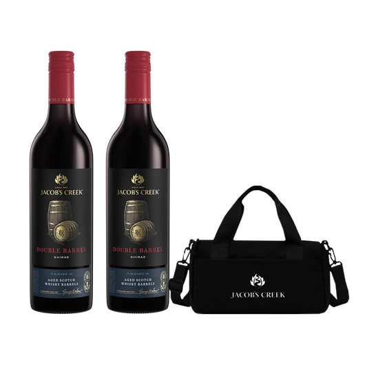 Jacob's Creek Double Barrel Shiraz 750ml x2 with FREE 1pc. Jacob's Creek Black Mini Duffle Bag