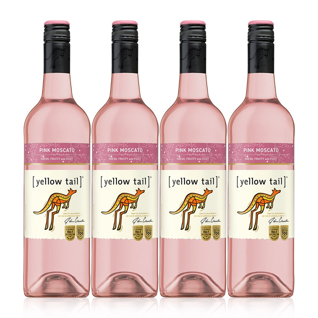 Buy 3+1 Promo: Yellow Tail Pink Moscato 750ml (Naked Only - No Box, Total 4 Bottles)