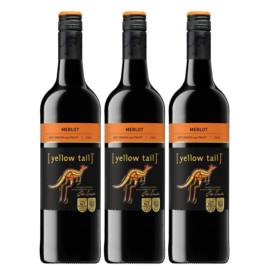 3x Yellow Tail Merlot 750ml