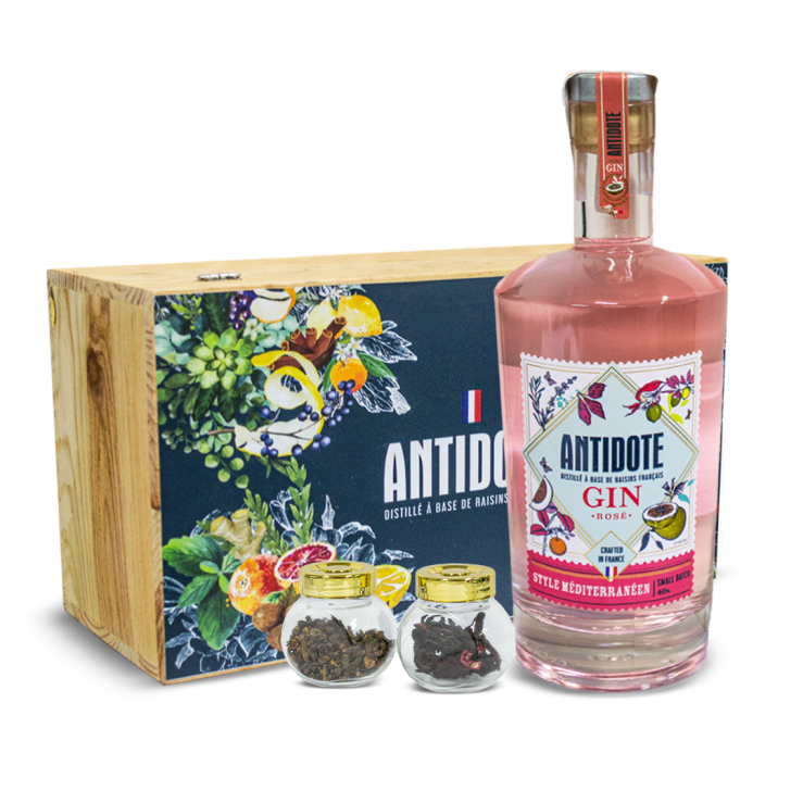 Antidote Rose Style Mediterraneen Gin 700ml Gift Pack