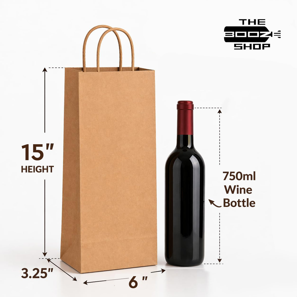 Brown Kraft Single Bottle Gift Bag