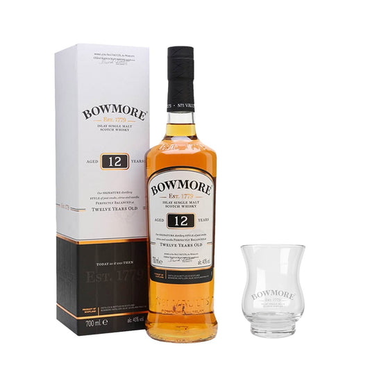 Bowmore 12 Year Old Whisky 700ml with FREE 1x Bowmore Whisky Glass