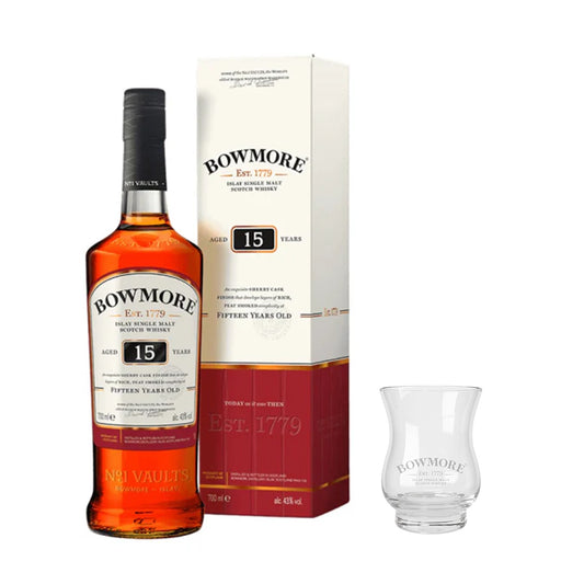 Bowmore 15YO Sherry Cask Finish 700ml with FREE 1x Bowmore Whisky Glass