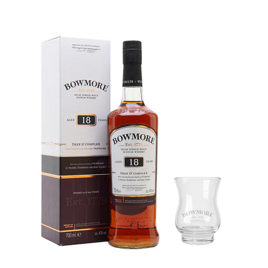 Bowmore 18 Year Old Deep & Complex Whisky 700ml with FREE 1x Bowmore Whisky Glass