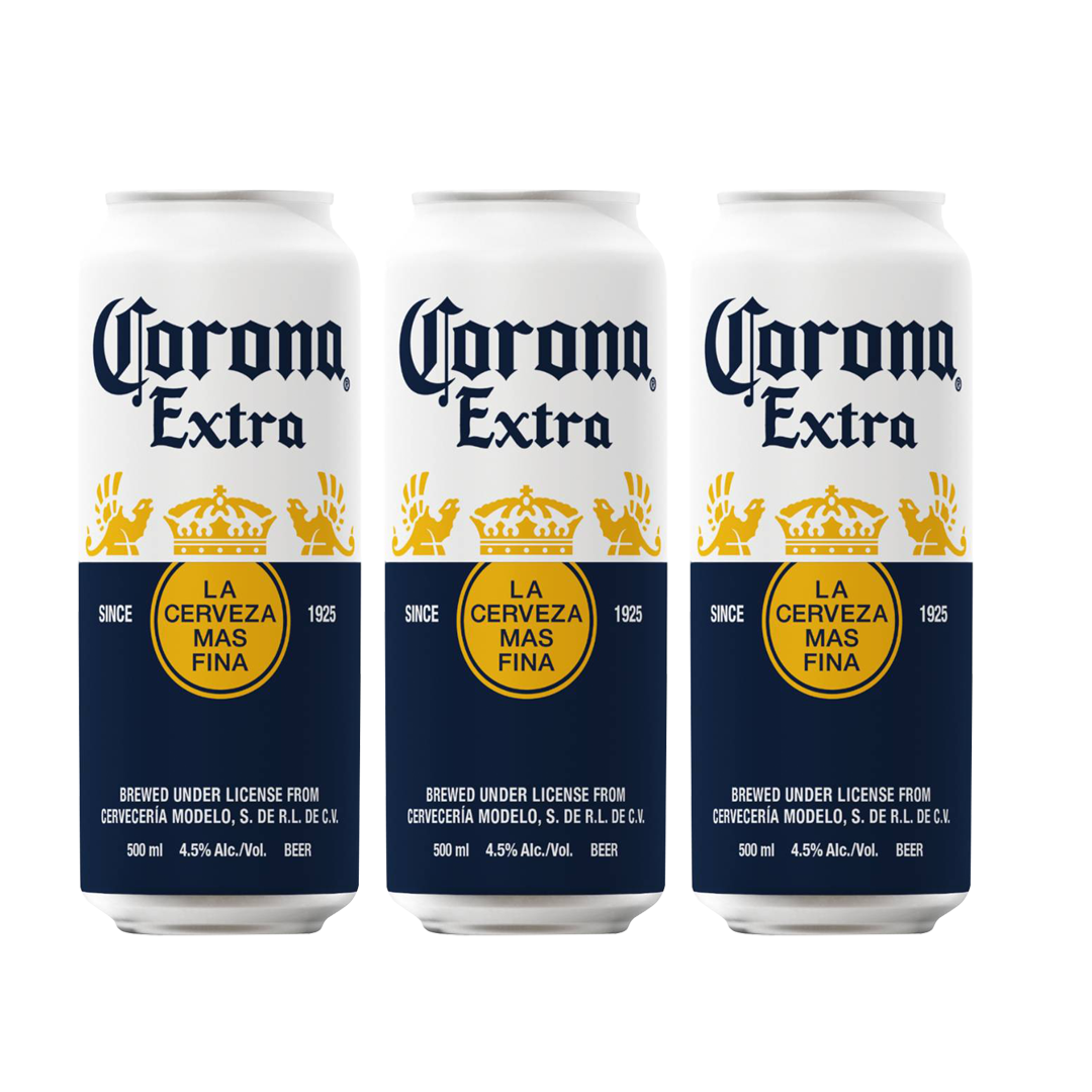 Corona Extra Beer 500ml Can x3