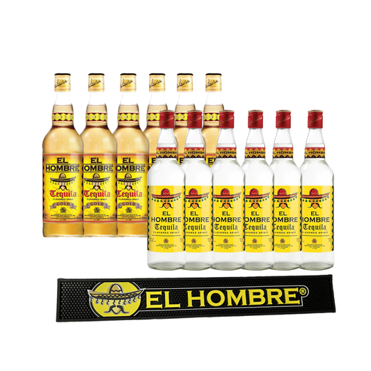 El Hombre Tequila Bundle: (Total 6x El Hombre Gold, 6x El Hombre Silver) with FREE 1x El Hombre Bar Mat