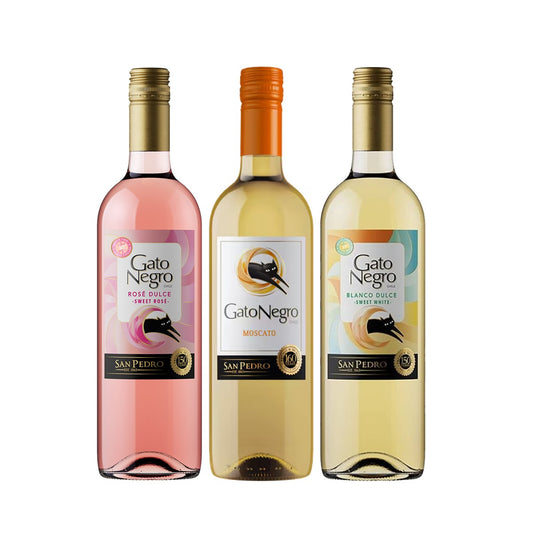 Buy 3x Gato Negro Sweet Wine Bundle: 1x Rose, 1x Moscato, 1x Blanco 750ml (Total 3 Bottles)