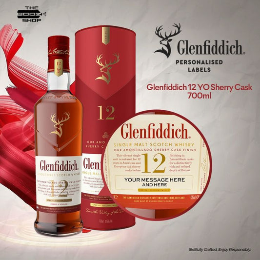 Glenfiddich 12 Year Old Sherry Cask Finish 700ml w/ Personalized Label