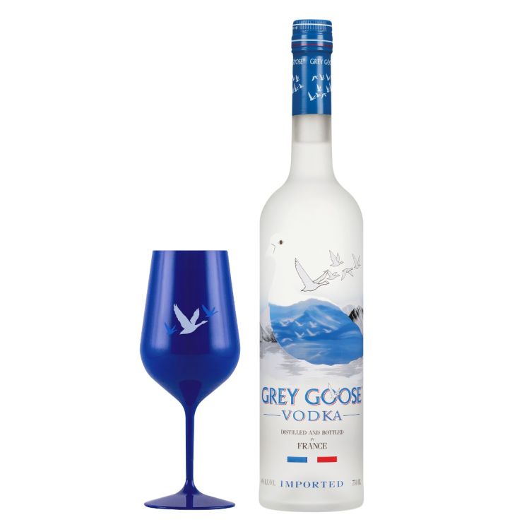 Grey Goose Vodka 750ml with FREE 1x Grey Goose Acrylic Glass (Blue)
