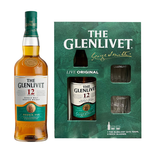 Glenlivet 12yo 700ml with FREE 2x Glenlivet Rock Glass