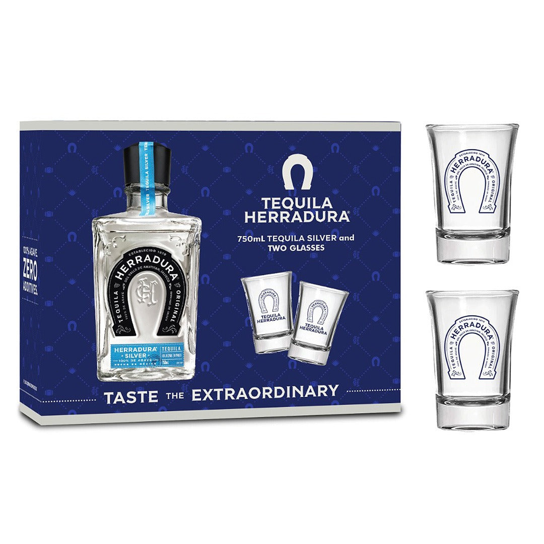 Herradura Plata Silver Tequila 750ml with FREE 2x Herradura Shot Glass