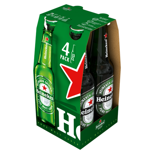 Heineken Original Beer Bottle 330ml 4 Pack