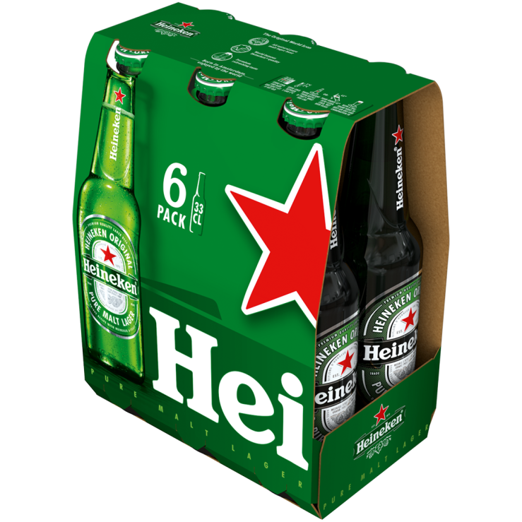 Heineken Original Beer Bottle 330ml 6 Pack