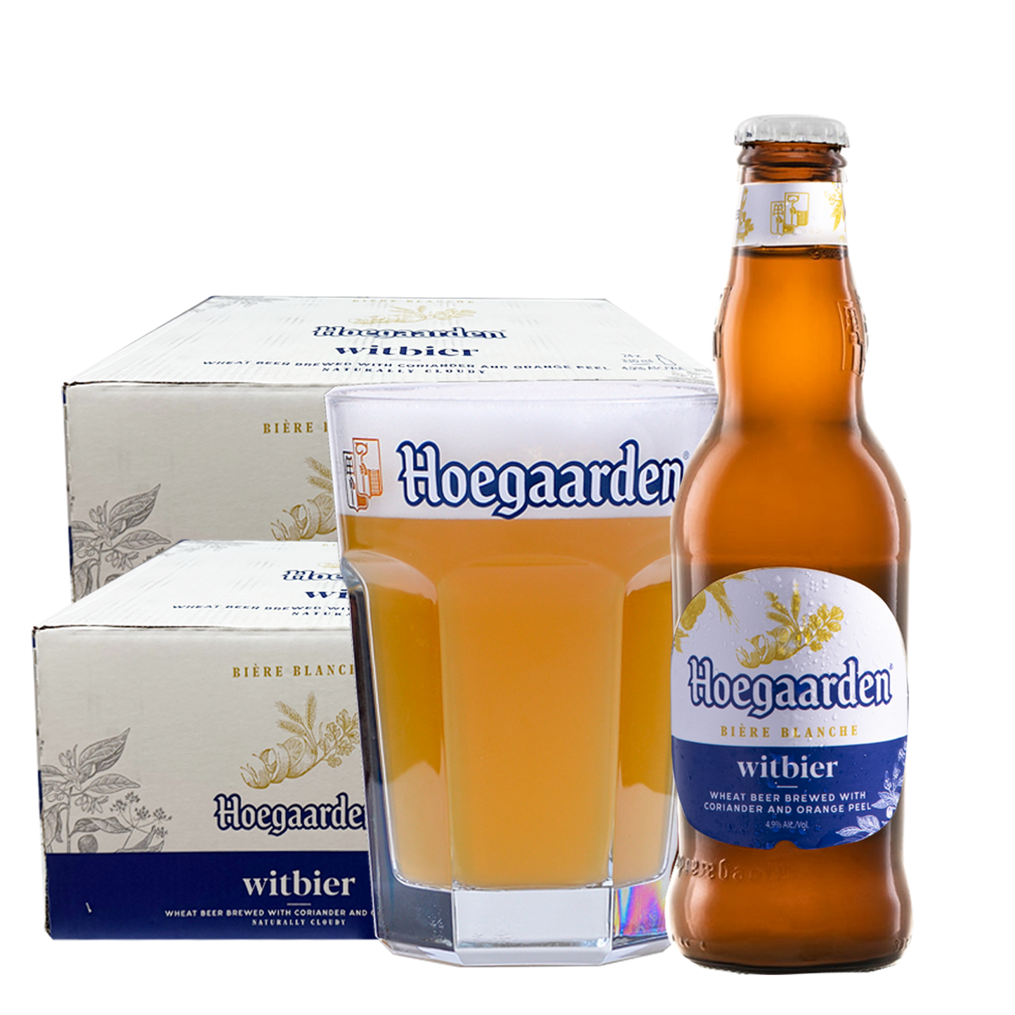 Buy 1 Take 1 Case: Hoegaarden White 330ml Bottle x24 per case (Total 2 Cases) w/ FREE 1pc. Hoegaarden 250ml Glass