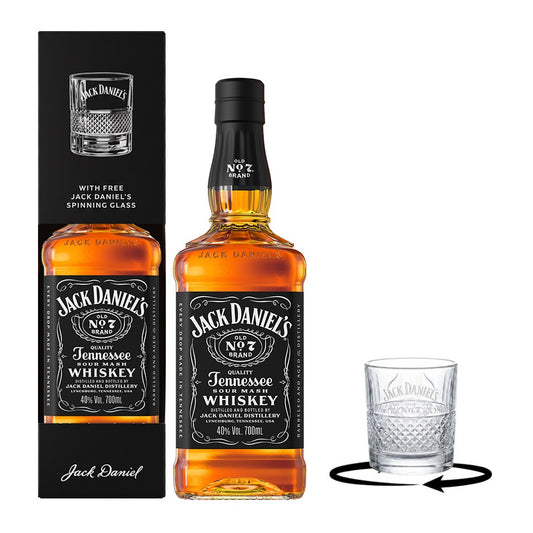 Jack Daniel's Old No.7 Tennessee Whiskey 700ml with FREE 1x Jack Daniel's Spinning Glass