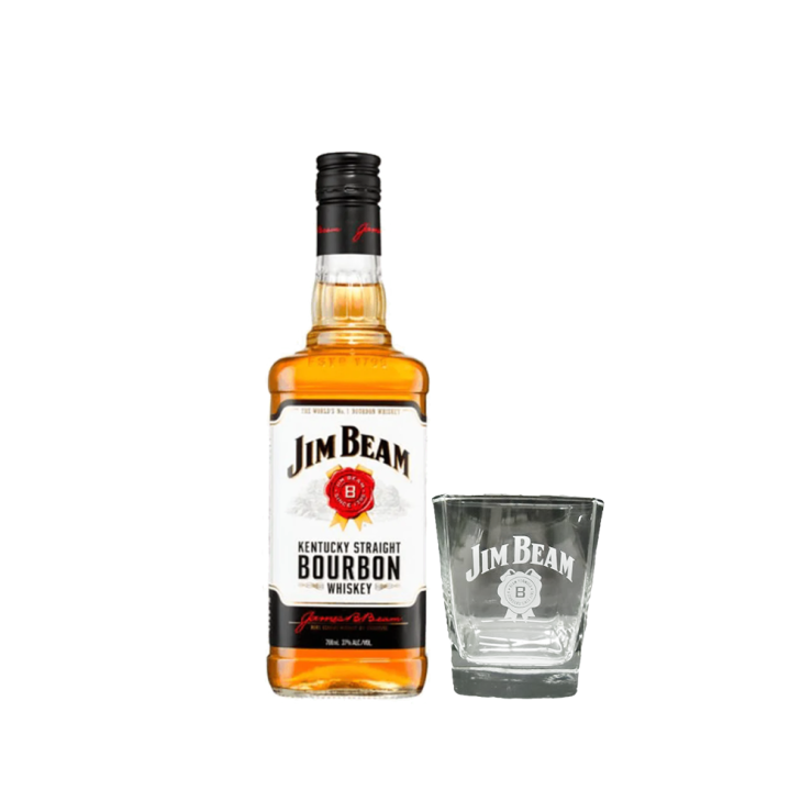 Jim Beam 1L w/ FREE 1pc. Jim Beam Rock Glass