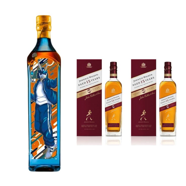 Buy 1x Johnnie Walker Blue Label 750ml Luxury Artist Collection "OG Blue" designed by Quiccs Maiquez with FREE 2x Johnnie Walker 15YO Sherry 700ml