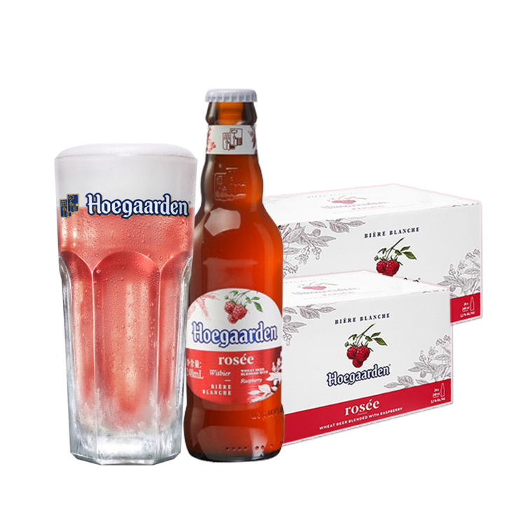 Buy 1 Take 1 Case: Hoegaarden Rosee 248ml Bottle x24 (Total 2 Cases) w/ FREE 1pc. Hoegaarden 250ml Glass