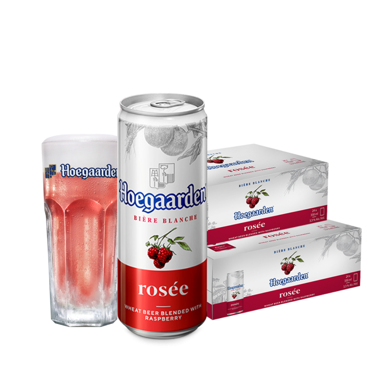 Two Cases Promo: Hoegaarden Rosee 330ml Can x48 (Total 2 Cases) w/ FREE 1pc. Hoegaarden 250ml Glass