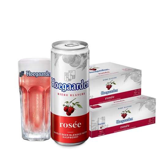 Two Cases Promo: Hoegaarden Rosee 330ml Can x48 (Total 2 Cases) w/ FREE 1pc. Hoegaarden 250ml Glass