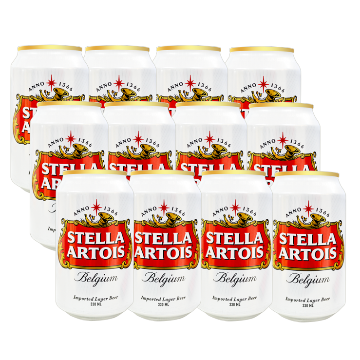 Stella Artois Beer 330ml Can x 12