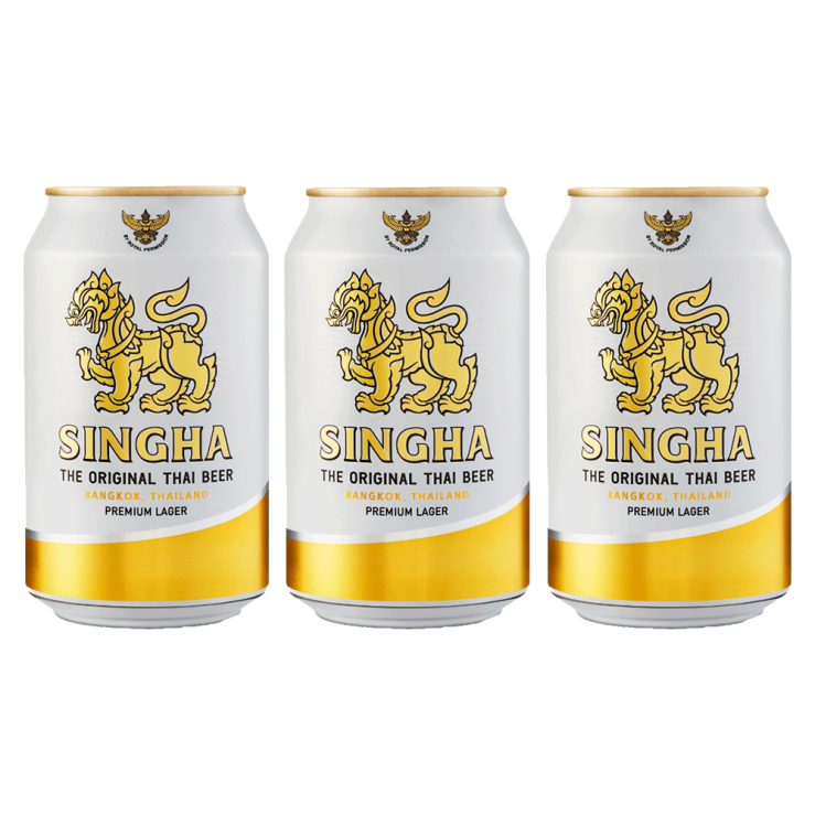 Singha Lager Beer 330ml Can X 3