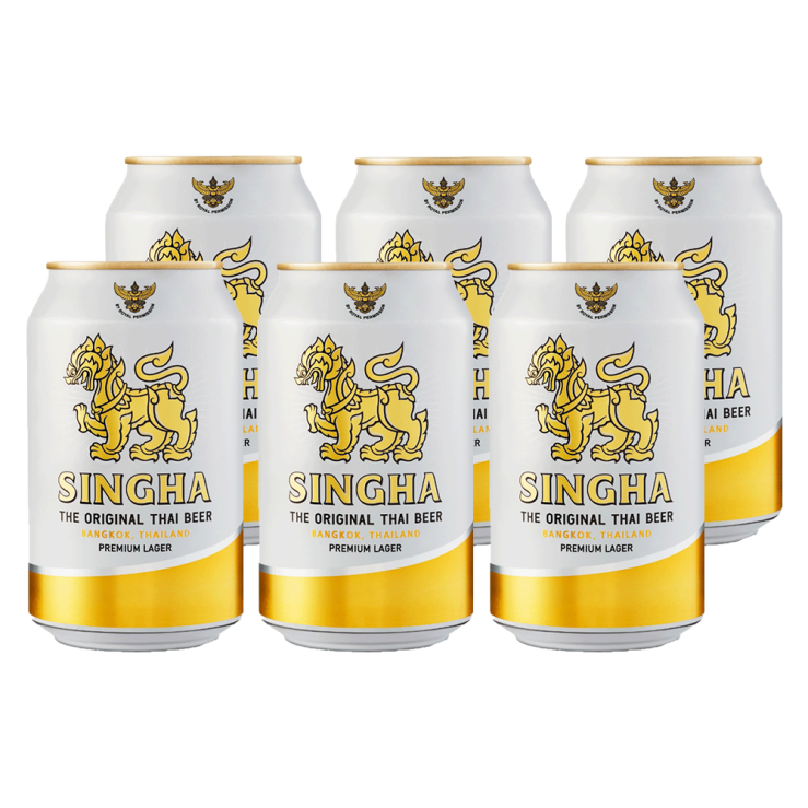 Singha Lager Beer 330ml Can x 6