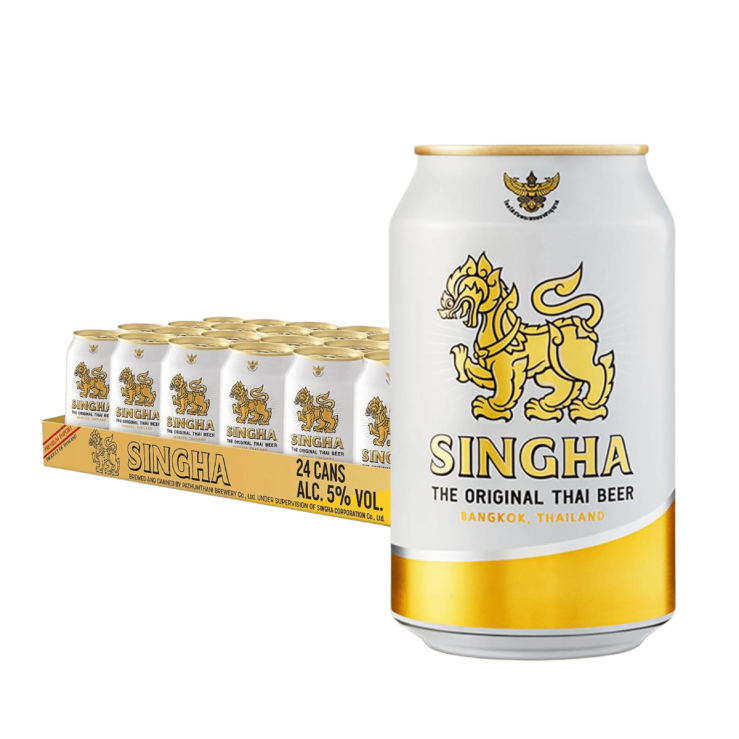 Singha Lager Beer 330ml Can x 24 (Case)