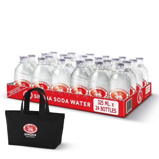 Singha Soda Water 325ml x24 with FREE 1x Singha Soda Black Tote Bag
