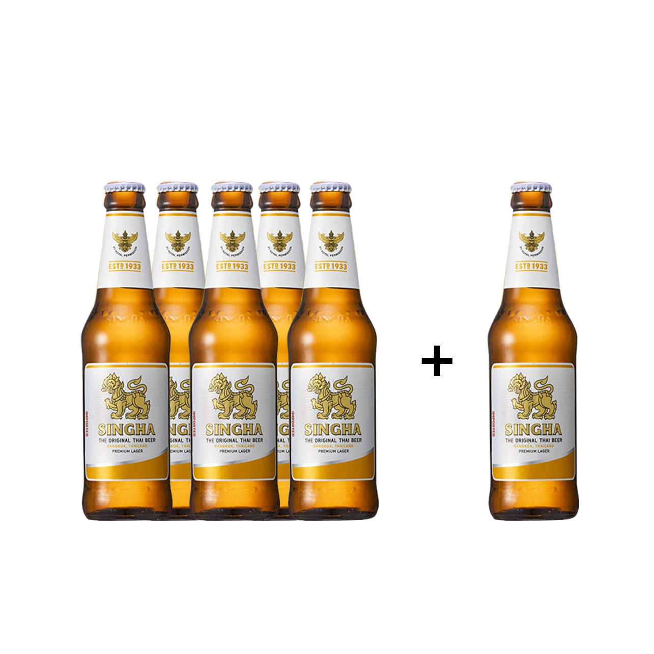 Buy 5+1 Promo: Singha Lager Beer 330ml Bottle (Total 6 Bottles)