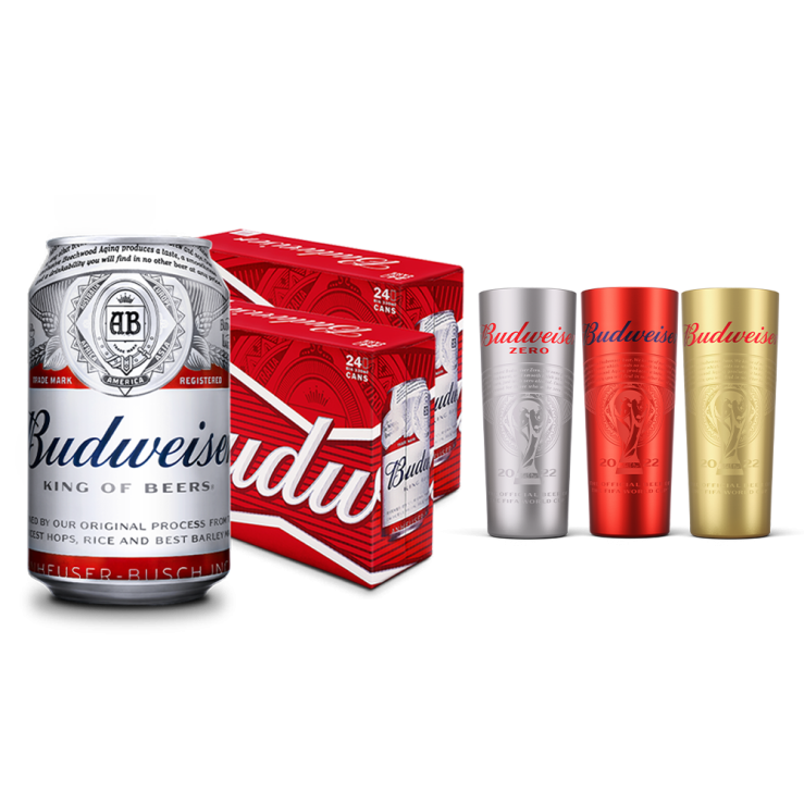 Two Cases Promo: Budweiser Beer 330ml Can x48 (Total 2 Cases) w/ FREE 1pc. (*random color) FIFA World Cup Cold Activated Cup