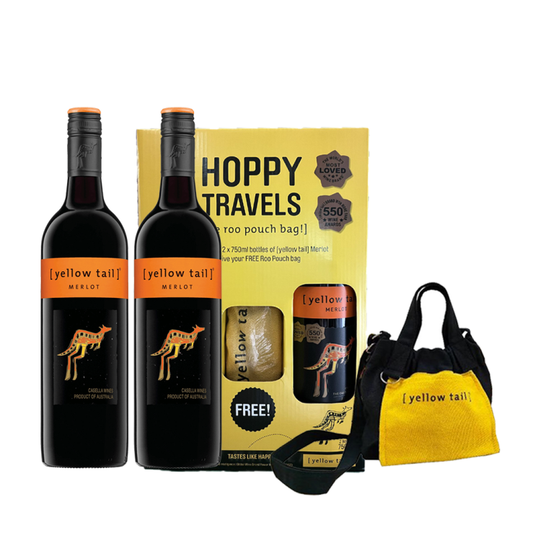 Buy 2x Yellow Tail Merlot 750ml w/ FREE 1pc. Yellow Tail Roo Pouch Bag Gift Pack
