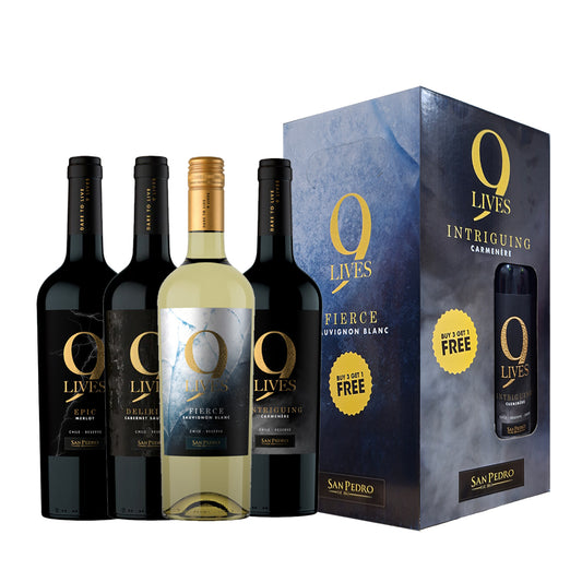 Buy 3+1 Gato Negro 9 Lives 750ml Promo Pack: 1x Merlot, 1x Sauvignon Blanc, 1x Cabernet Sauvignon, 1x Carmenere (Total 4 Bottles)