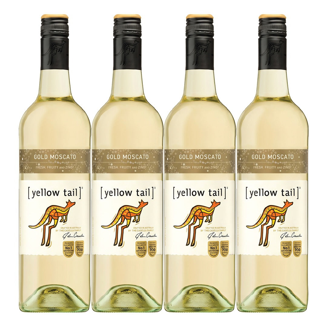 Buy 3+1 Promo: Yellow Tail Gold Moscato 750ml (Naked Only - No Box, Total 4 Bottles)