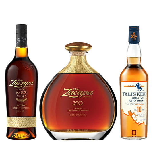 Buy 1x Ron Zacapa Centenario XO Rum 750ml & 1x Ron Zacapa No. 23 750ml with FREE 1x Talisker 10YO Whisky 700ml (Total 3 Bottles)