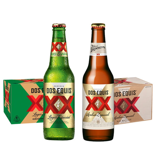 Buy 1 Take 1 Case Promo: Dos Equis Ambar & Lager Especial 355ml Bottle x48 (Total 2 Cases, October 2025 Expiry)