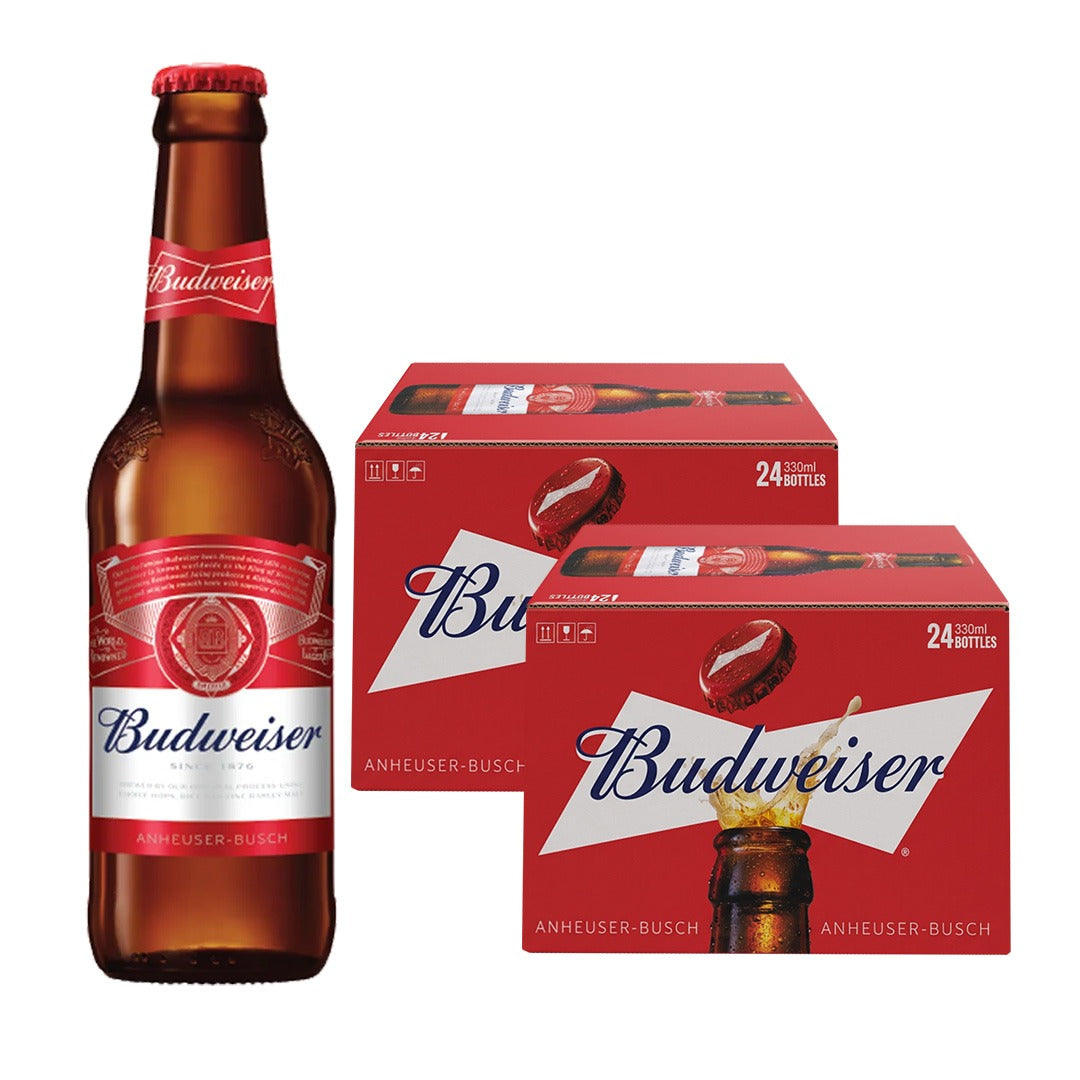 Two Case Promo: Budweiser Beer 330ml Bottle x48 (Total 2 Cases)