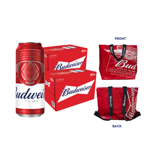 Buy 2x Case of Budweiser Beer 500ml Can x12 (Total 2 Cases) with FREE 1pc. Budweiser Cooler Bag