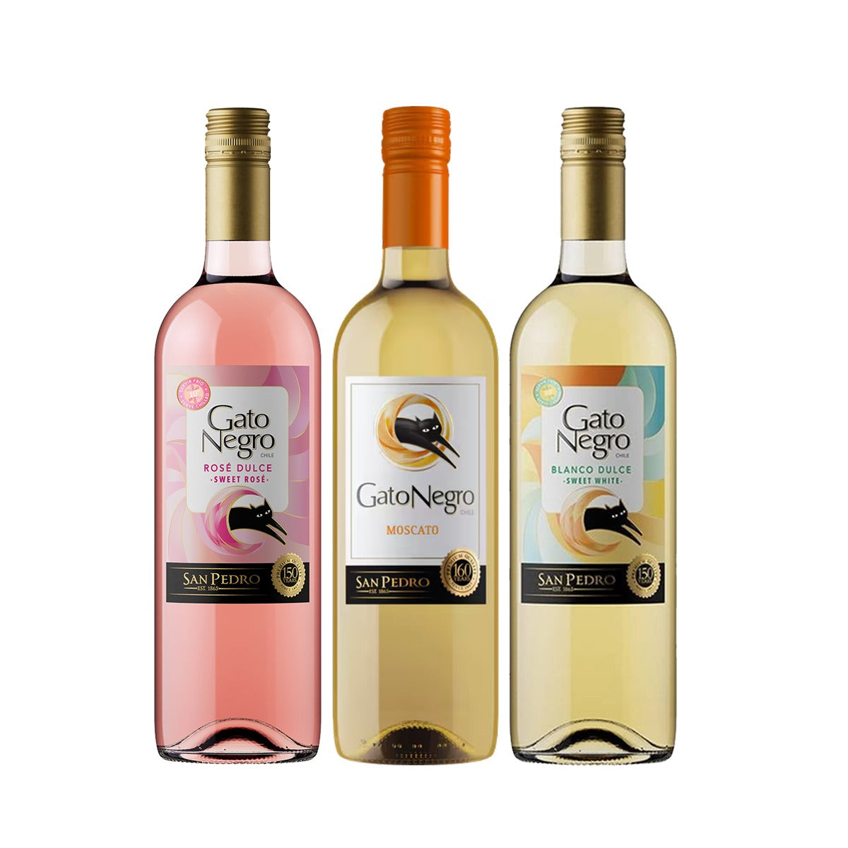 Buy 3x Gato Negro Sweet Wine Bundle: 1x Rose, 1x Moscato, 1x Blanco 750ml (Total 3 Bottles)