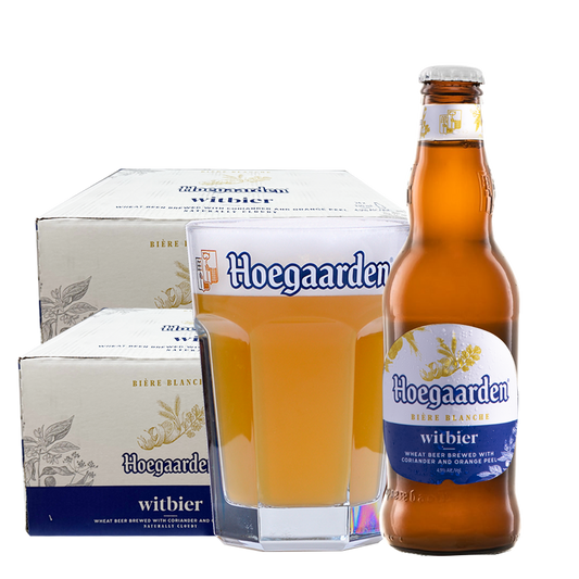 Buy 1 Take 1 Case: Hoegaarden White 330ml Bottle x24 per case (Total 2 Cases) w/ FREE 1pc. Hoegaarden 250ml Glass