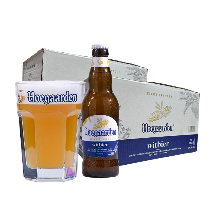 Buy 1 Take 1 Case: Hoegaarden White 330ml Bottle x24 (Total 2 Cases) w/ FREE 1pc. Hoegaarden 330ml Glass
