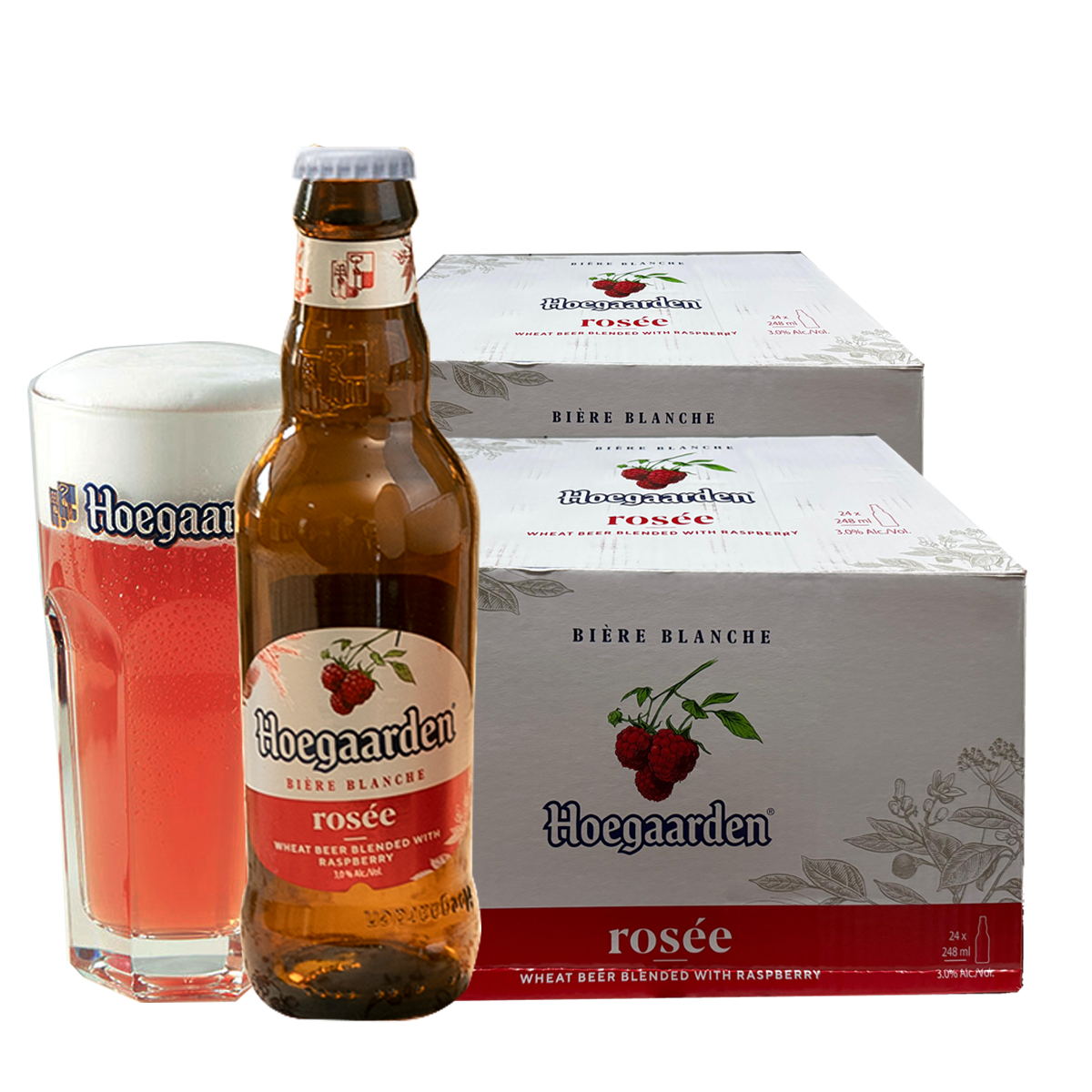 Buy 1 Take 1 Case: Hoegaarden Rosee 248ml Bottle x24 (Total 2 Cases) w/ FREE 1pc. Hoegaarden 250ml Glass