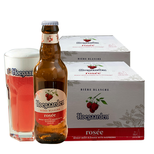 Buy 1 Take 1 Case: Hoegaarden Rosee 248ml Bottle x24 (Total 2 Cases) w/ FREE 1pc. Hoegaarden 250ml Glass