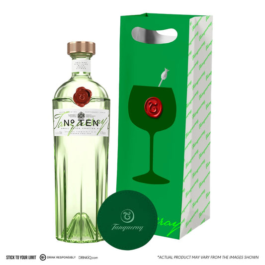 Tanqueray Gin No.10 700ml (New Bottling) with FREE Tanqueray Gift Bag and Leather Coaster
